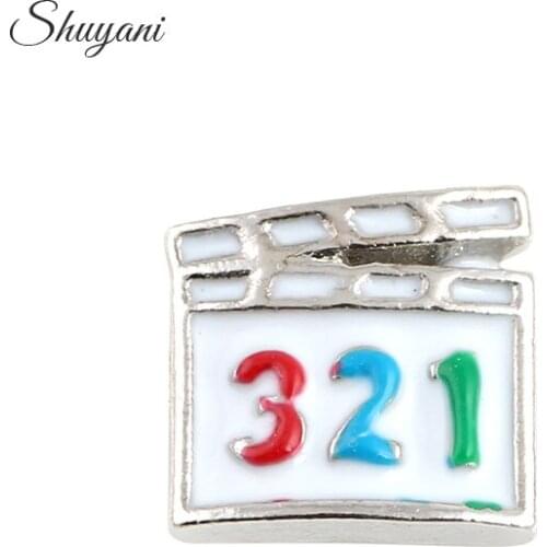 F379 New design 20pcs/lot Clapperboard Floating locket charms silver plated fit Glass locket Wholesale