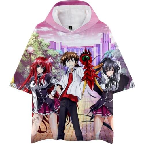 3D Printing High School DxD Hooded T-shirt Men Women Casual Tops Fashion Hip Hop Tees Boys Girls Summer Cartoonl Hoodie t-shirt