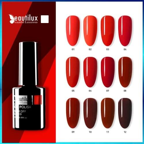 Beautilux 1pc Wine Cherry Burgundy Red Color Nail Gel Polish Soak Off UV LED Nails Art Gels Nail Polish Lacquer 10ml