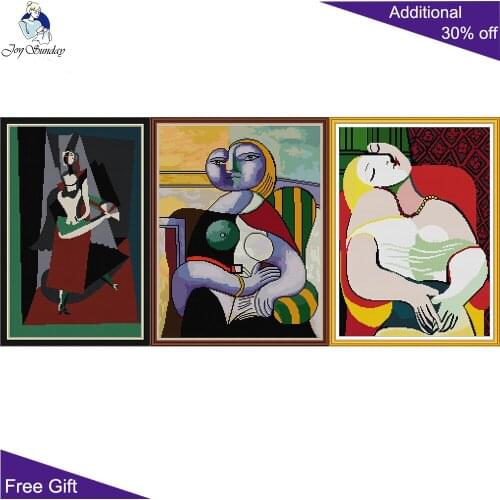 Joy Sunday Dream Suarez Reading RA363 RA364 RA365 Counted Stamped Home Decor Picasso Needlework Needlepoint Cross Stitch kits