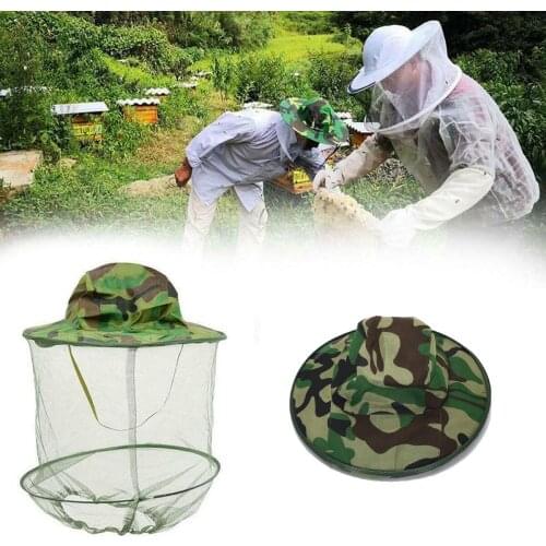 Camouflage Men Fishing Cap Wide Brim Visor Sunshade Hunting Bee Keeping Mesh Hat Insects Mosquito Prevention Neck Head Cover