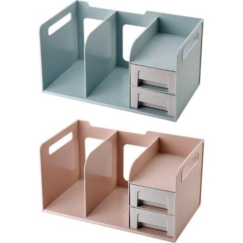 Creative Book Stand Desktop Multifunction Bookshelf Storage Rack Office Drawer File Shelf Holder
