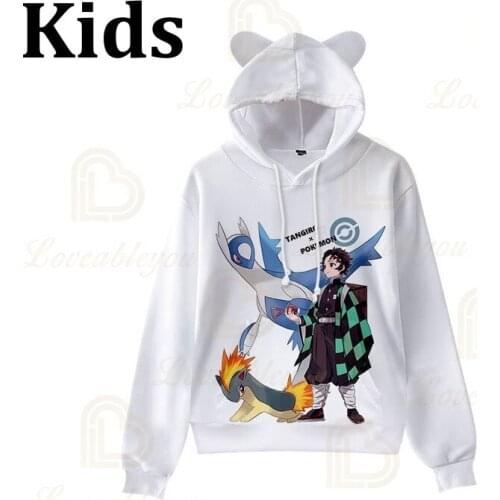 Demon Slayers Blade Cat Ear Hooded Hooded Jacket for Boys Girls Spring Autumn Cute Ear Hooded Hoody Pullover Hoodies