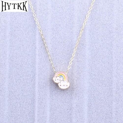 Fashion Palms Love Boat Rainbow Cloud Pendant Necklace For Kids Girls Charm Chain Necklace Beautiful Jewelry Best Birtyday Gift