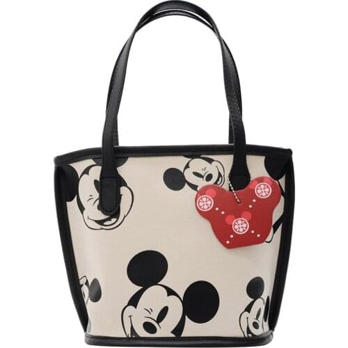 Fashion Womens Handbags Disney New Anime Mickey Mouse Canvas Casual Mini Hand Bag for Girls Makeup Storage Bag Ladies Bag