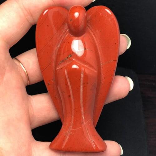 Natural Carved Angel Gem Stone Peace Pocket Guardian Angel Figurines Reiki Chakra Healing Crystal Stones Statue