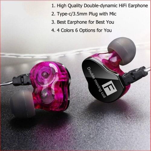 Magic Cool for Mocoo F4 Earphones in-ear Dual-motion Music HiFi Earphone with Mic for Huawei Xiaomi Most Mobile Phone Earphone