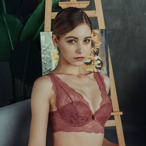 New deep V sexy lace women gather lingerie set soft steel ring shoulder underwear lady bra set нижнее белье женское