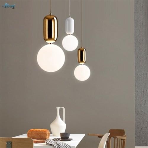 Post Modern Danish Ball Luxury Pendant Lights Bar Restaurant Bedroom Bedside Glass Dining Room Table Lamps Art Deco Fixtures