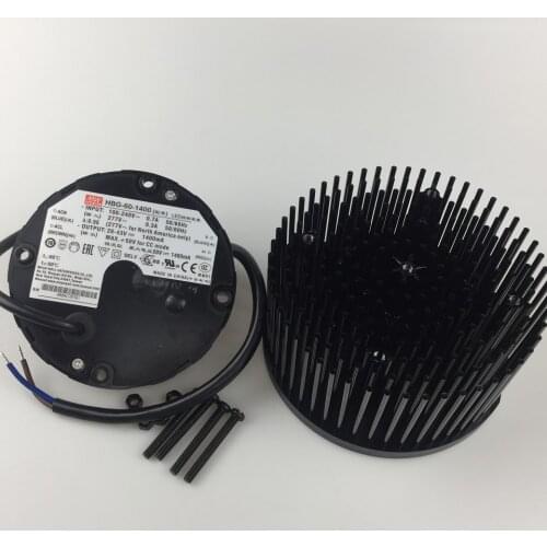 Passive 135mm led heatsink with Meanwell HBG-60-1400 for CREE COB cxb3590 Bridgelux V29 Citizen clu048 1212 diy led grow light