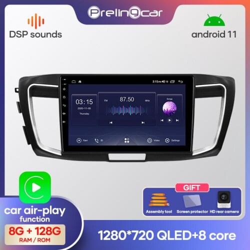 Prelingcar Android 10.0 NO DVD 2 Din Car Radio Multimedia Video Player Navigation GPS For Honda Accord 9 2013-2019 Octa-Core IPS
