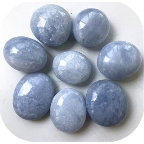 Natural healing crystal blue celestite quartz plam polished massage gemstones energy healing chakras reiki home decor