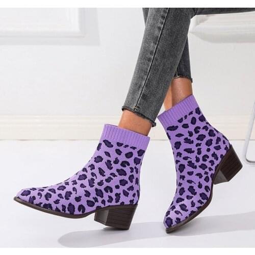 Sexy Sock Boots Knitting Stretch Boots Luxury Preal Low Heels Women Fashion Shoes 2020 Spring Autumn Ankle Boots Booties Female