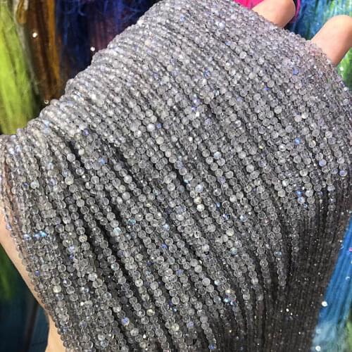 AAA Natural Stone Gray Labradorite Beads Faceted Labradorite Loose Beads 2 3 4 5 6 8mm For Bracelet Necklace Jewelry Making