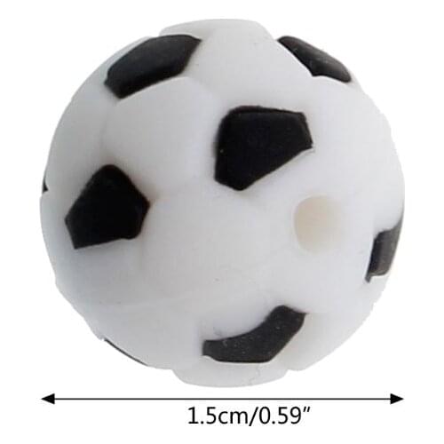 Silicone Beads 15mm Baby Teether Football Food Grade Silicone Soccer Round Bead BPA Free Bracelet Making Teether