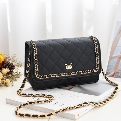 Summer New Fashion Rhombus Chain Bag All-match Messenger Small Bag Leather Flip Small Square Bag Luxury Female Crossbody Bags