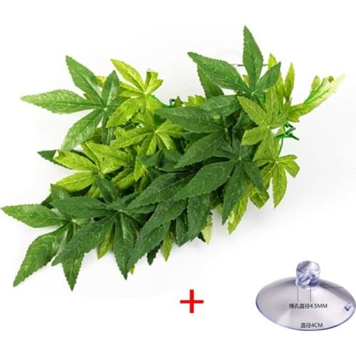 Reptile Terrarium Plants Artificial Simulation Green Hanging Leaves for Aquarium Reptiles Lizard Chameleons Habitat Decor
