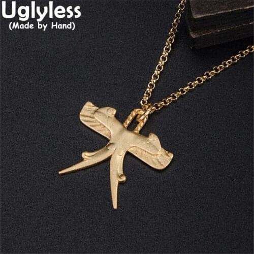 Uglyless China Unique Kite Pendants Necklaces for Women Handmade Animals Necklaces 925 Silver Ethnic Jewelry Gold Bijoux + Chain