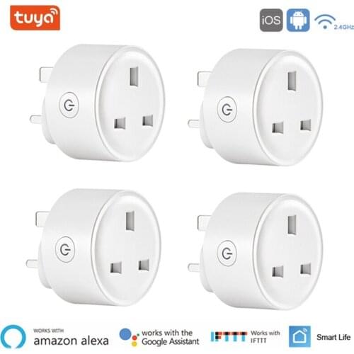 15A WiFi Smart Plug Socket With Power Energy Monitor UK Multi Plug Tuya APP Control Work With Alexa Google Assistant Smart Life