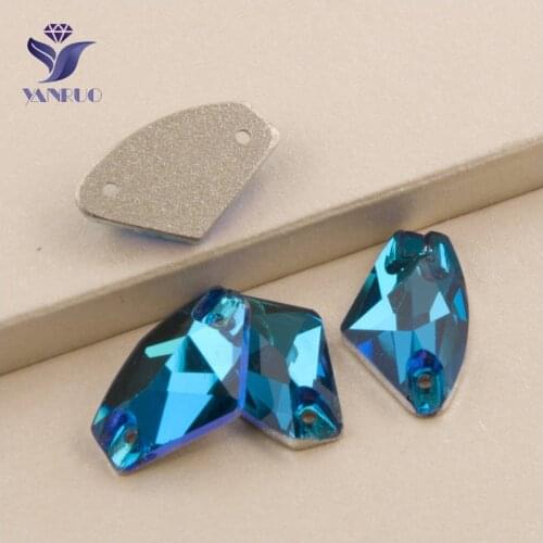 YANRUO 3256 All Sizes Blue Zircon Galactic Loose Diamond Sew On Crystal Strass Flatback Rhinestone For Garments