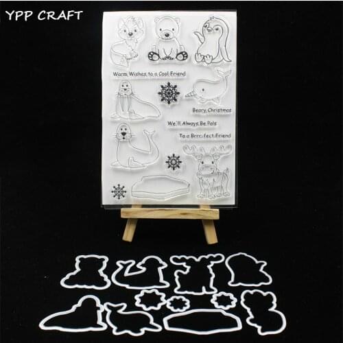 YPP CRAFT Arctic Animals Stamp And Metal Cutting Dies for DIY Scrapbooking/photo album Decorative Embossing DIY Paper Cards