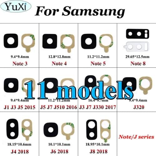 YuXi 11models For Samsung for Galaxy J5 J3 J7 J320 J4 J6 J8 2015 Note 4 5 3 8 Rear Back Camera Glass Lens Cover With Adhesive