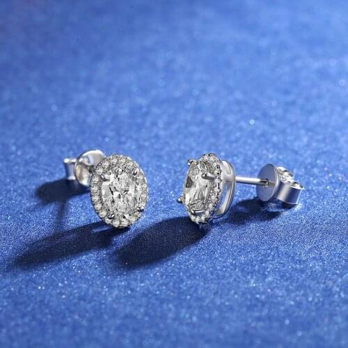BOEYCJR 925 Oval cut 2ct a pair 5*7mm Moissanite VVS1 Fine Jewelry Diamond Stud Earring With certificate for Women Fift
