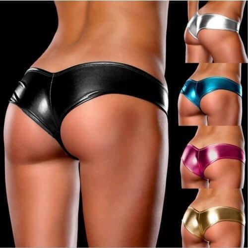 Womens panties Ladies Sexy Lingerie Panties Wetlook Leather latex Open Crotch Crotchless Mini Briefs Shorts knickers Underwear