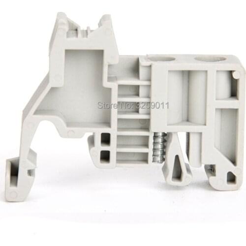 100PCS E-UK 35mm DIN Rail End Screw Clamp Terminal Fixed Block Gray Feed-Through Terminal Block Combined Type