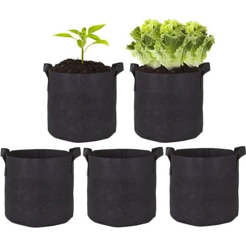 5Pcs 3/5/7 Gallon Grow Bags Felt Grow Bag Gardening Fabric Grow Pot Vegetable Growing Planter Garden Flower Planting Pots