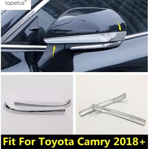Lapetus Accessories Fit For Toyota Camry 2018 - 2021 ABS Outside Door Rearview Mirror Strip Streamer Molding Cover Kit Trim