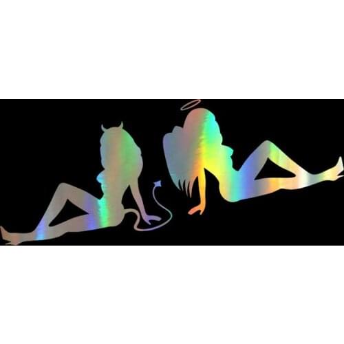 Car Sticker 20*7cm 3D Personalized Beauty Temptation To Angels And Demons Vinyl Funny Decal Motorcycle Stickers