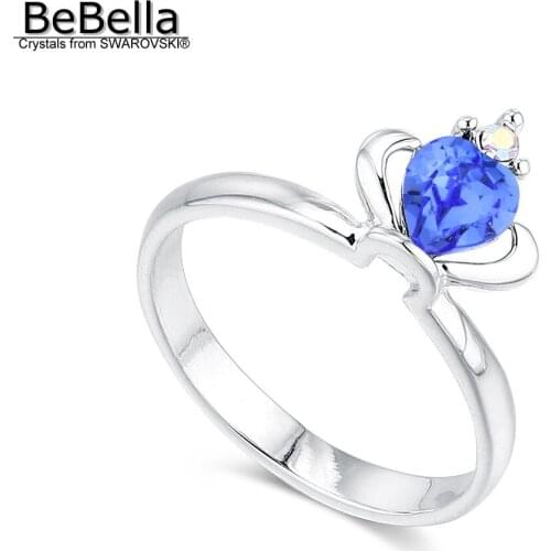 BeBella 4 colors crystal crown finger ring with Crystals from Swarovski fashion jewelry for girls women Christmas gift
