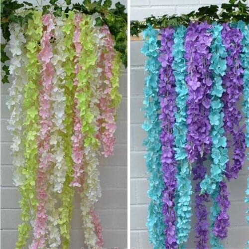 Free Shipping Artificial Silk Flower Wisteria Home Garden Hanging Flowers Vine DIY Wedding Decor Shooting Props Garland