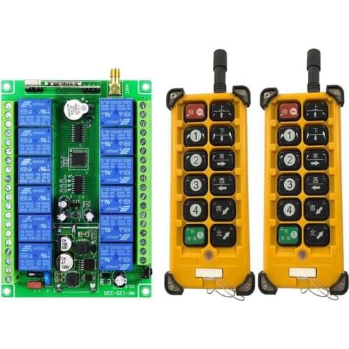 DC 12V 24V 10A 433mhz 12 channel RF Wireless Remote Control switch Industrial crane Multiple power on