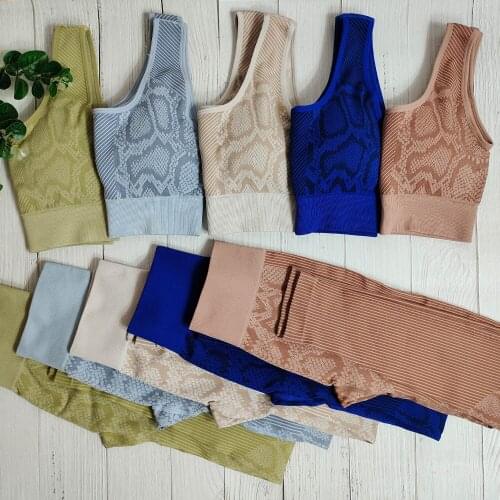 Seamless Fitness Clothing Snake Print Sport Suit Gym Outfit Yoga Set Workout Clothes for Women Sportswear Sport Bra Leggings Set