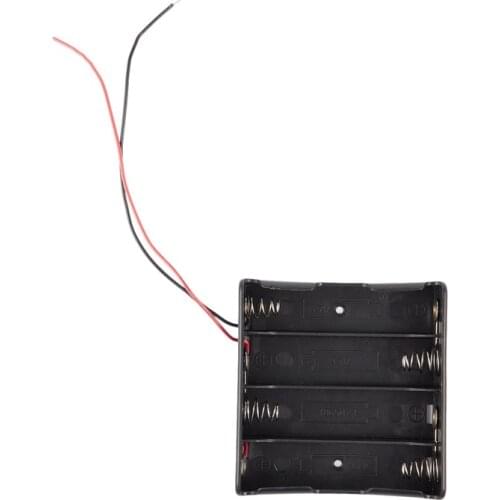 Black 4 x 3.7V 18650 Pointed Tip Batteries Battery Holder Case w Wire Leads