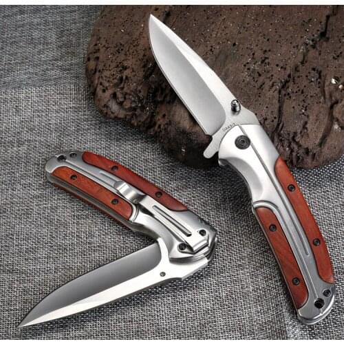 Damascus Tactical folding knife wood handle Folding Knife 8Cr14Mov Blade Steel Rosewood Handle Camping Survival Pocket Knives