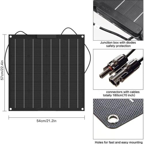 China 50W ETFE Flexible solar panel 12V monocrystalline solar cell semi flexible solar panel for marine, RV,boat,car