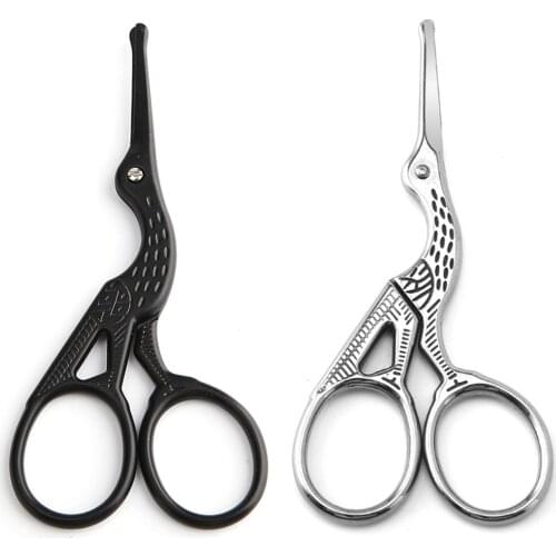 Mini Portable Stainless Steel Nose Hair/Eyebrow Trimming Scissors 3.82in Crane Design Sewing Scissors For Women Men Home