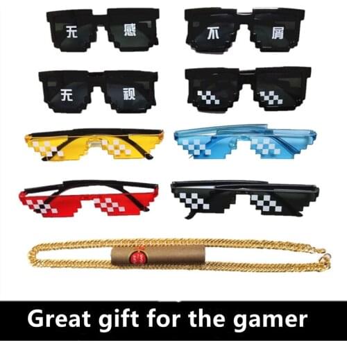 Mosaic Sunglasses 8 Bit Pixelated Thug Life Cosplay Men Women Party Eyeglasses Funny Adult Children Halloween Gifts