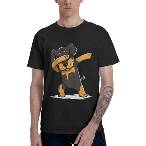 Male Rottweiler Dabbing Dog Dab Dance Move T-Shirt Funny Metzgerhund Tshirt Short Sleeve Cool T Shirt Homme Cotton Tee Top Merch