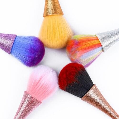 New Colorful Nail Art Cleaning Brush Colorful Handle Soft Acrylic UV Gel Powder Dust Sequins Remover Cleaner Pen Manicure Tool