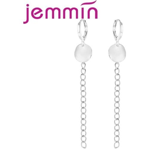 New Arrival Geometry Round Thin Long Chain Sweet Woman Girls Valentines Day Gift Genuine 925 Sterling Silver Earring