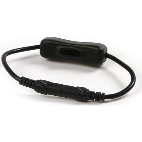 New 1pcs DC 12V Male to Female 2.1x5.5mm On/Off Switch Connectors with LED light material Plastic copper 30cm Black Cable Wire
