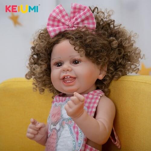 Adorable 22Inch 55CM Reborn Baby Doll Soft Silicone Body With Pink Dress Fashion Surprise Birthday Christmas Gifts For Gril