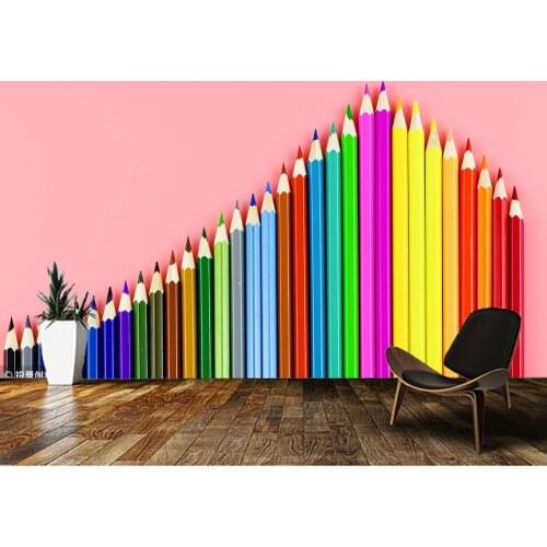 Papel de parede Colored pencil art 3d wallpaper,living room tv wall children bedroom wall papers home decor school mural