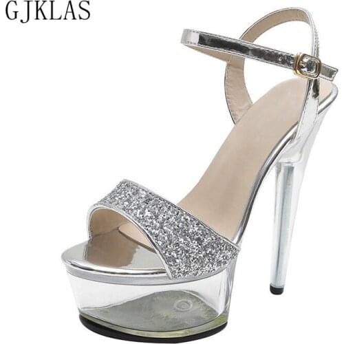 Platform Shoes High Heels Sandals Women Summer Bling Shoe Silver Gold Heels Party Sandals Sexy Women Shoes High Heel Sandal