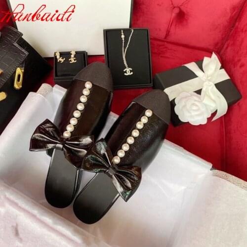 Luxury Preal Summer Woman Slippers Sweet Genuine Leather Patchwork Woman Slippers Butterfly-Knot Decora Slipers Zapatos De Mujer