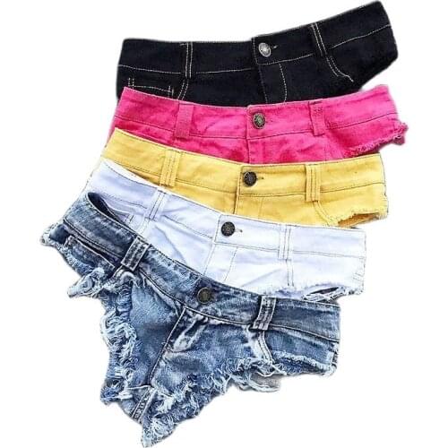 Plus Size XL Summer Tassel Denim Booty Shorts Women High Cut Thong Beach Micro Mini Short Jeans Pole Dance Clubwear Sexy Panties